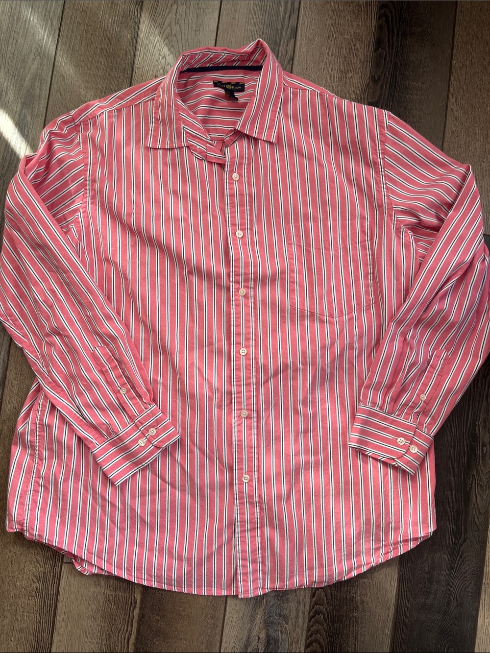 Club Room Pink Striped Button Down Shirt men’s size xl